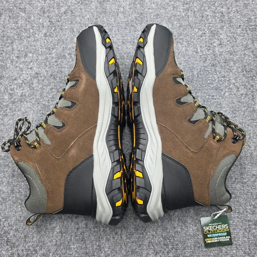 Skechers Mens 13 Rickter Branson Waterproof Hiking Boots Khaki 204910 NIB